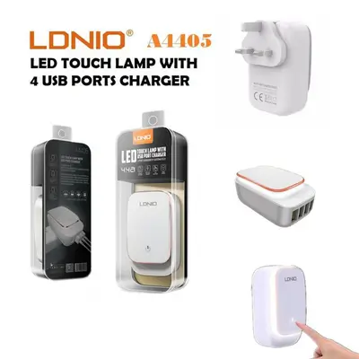 100% Original LDNIO A4405 LED Touch Lamp 4.4A 4 USB Port AutoID USB Adapter